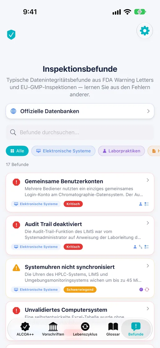 Inspektionsbefunde