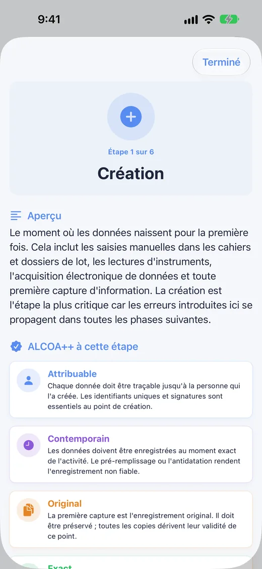 Détail d'une étape du cycle de vie
