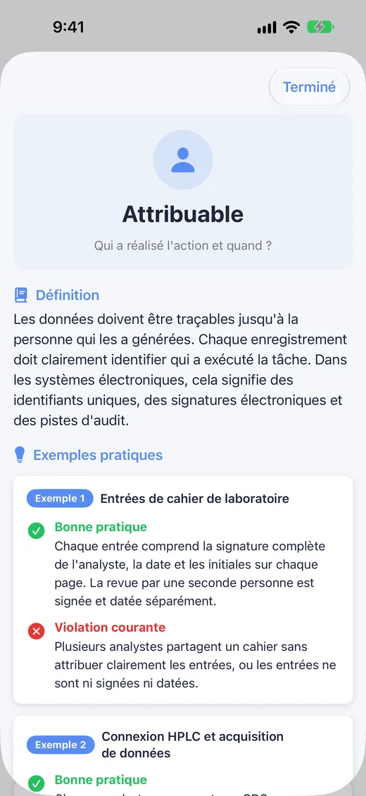 Vue détaillée d'un principe